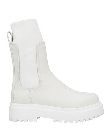 LE SILLA Ankle boot White Leather, Textile fibres