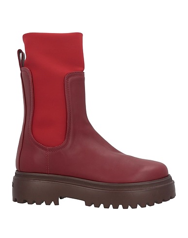 LE SILLA Ankle boot Burgundy Leather, Textile fibres