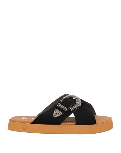 KIANID Sandals Black Leather, Textile fibres