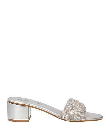 VINCENT VEGA Sandals Light grey Textile fibers