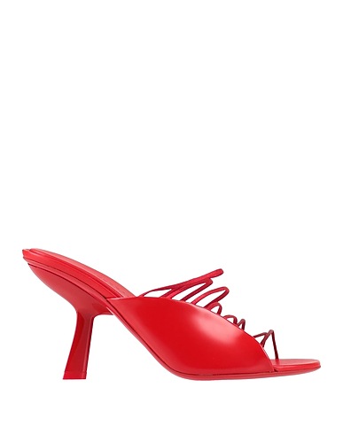 FERRAGAMO Sandals Red Cow leather, Textile fibers