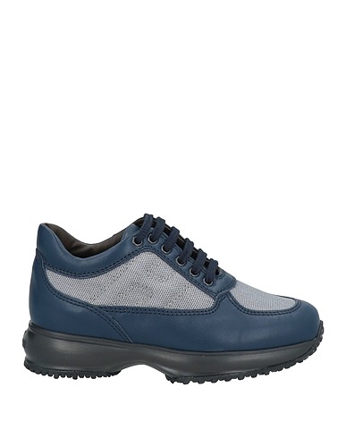 HOGAN Sneakers Navy blue Leather, Textile fibres