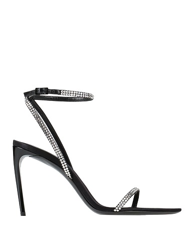SAINT LAURENT Sandals Black Textile fibres, Leather