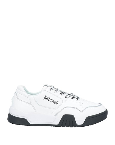JUST CAVALLI Sneakers White Leather, Textile fibres