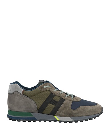 HOGAN Sneakers Navy blue Leather, Textile fibres