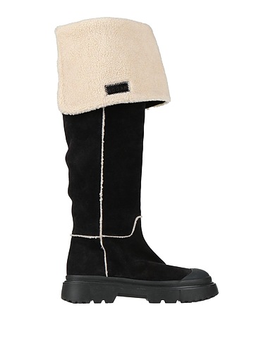 HOGAN Boots Black Leather, Textile fibers