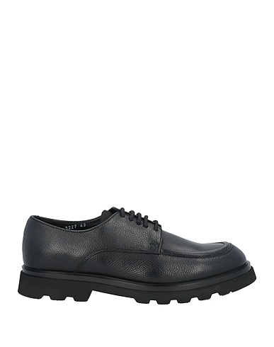 DOUCAL'S Laced shoes Black Leather, Textile fibres