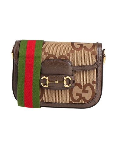 GUCCI Across-body bag Dark brown Leather, Textile fibres