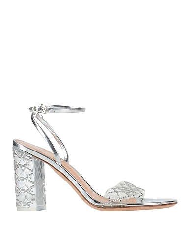 GIANVITO ROSSI Sandals Silver Leather, Plastic