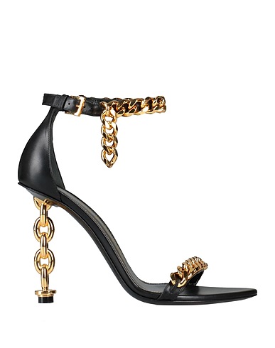 TOM FORD Sandals Black Calfskin, Aluminium, Brass