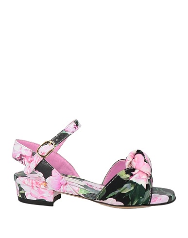 DOLCE&GABBANA Sandals Black Leather, Textile fibres