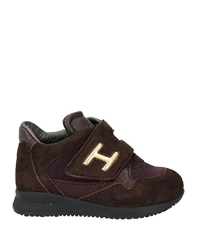 HOGAN Sneakers Dark brown Leather, Textile fibres