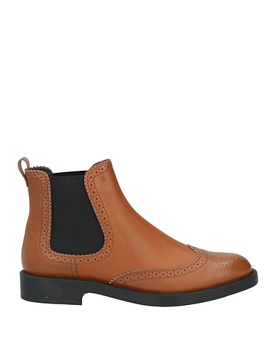 TOD'S Ankle boot Brown Leather, Textile fibers