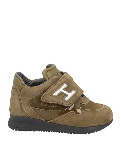 HOGAN Sneakers Military green Leather, Textile fibers