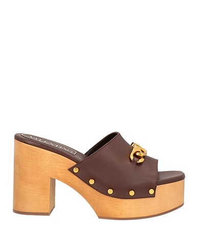 VALENTINO GARAVANI Mules and clogs Dark brown Leather