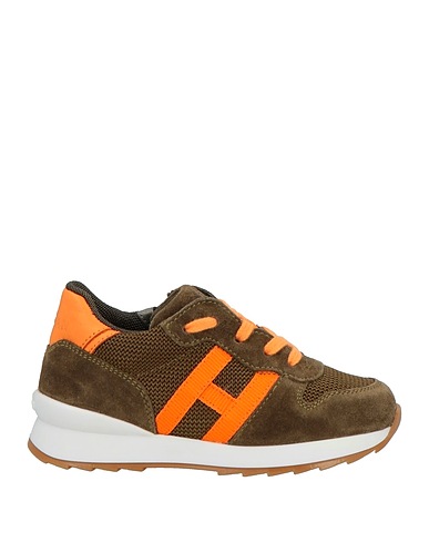 HOGAN Sneakers JUNIOR Military green Leather, Textile fibres