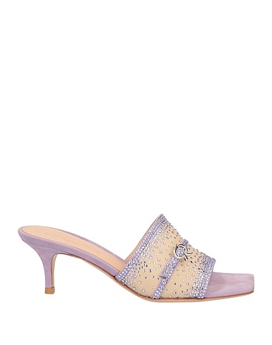 GIANVITO ROSSI Sandals Mauve Leather, Textile fibers