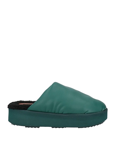 PIUMESTUDIO Mules and clogs Dark green Textile fibres
