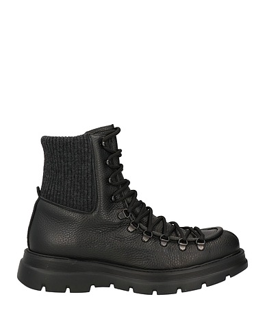 GIOVANNI CONTI Ankle boot Black Leather, Textile fibers