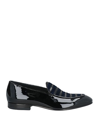 GIOVANNI CONTI Loafers Black Leather, Textile fibers