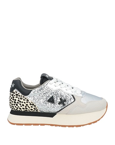 SUN 68 Sneakers Silver Leather, Textile fibres