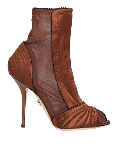 DOLCE&GABBANA Ankle boot Brown 30% Polyamide, 30% Viscose, 20% Elastane, 15% Silk, 5% Leather