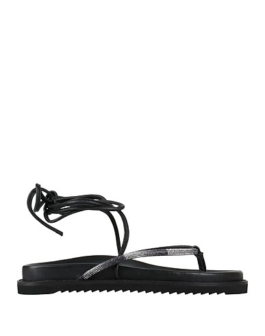CB FUSION Flip flops Black Leather, Textile fibres