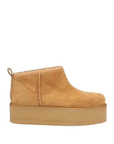 ENNEQUADRO Ankle boot Camel Leather, Textile fibres