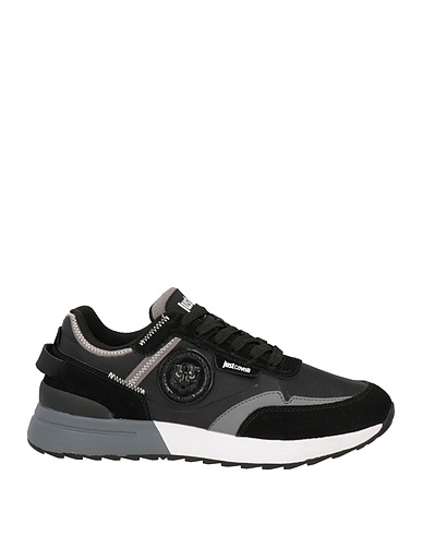 JUST CAVALLI Sneakers Black Leather, Textile fibres