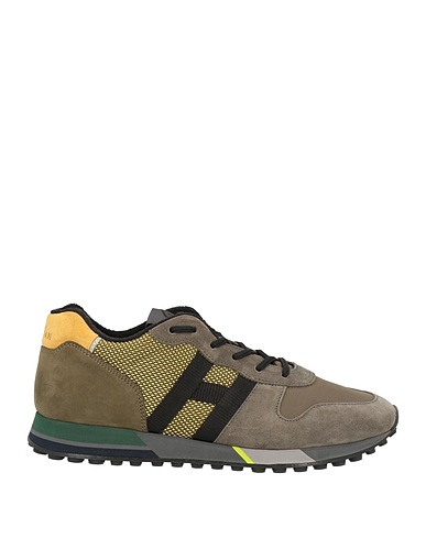 HOGAN Sneakers Military green Leather, Textile fibres