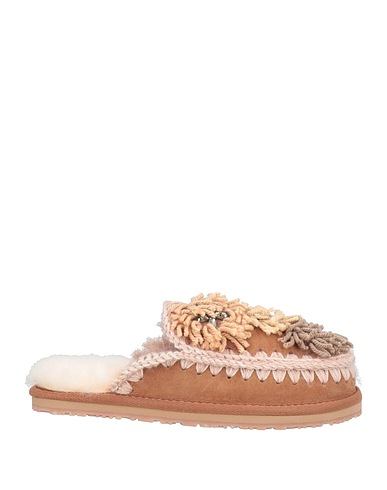 MOU Mules and clogs Light brown Textile fibres, Leather