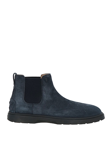 TOD'S Ankle boot Navy Leather, Textile fibers