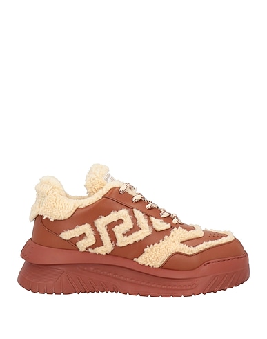 VERSACE Sneakers MARRONE Calfskin, Shearling