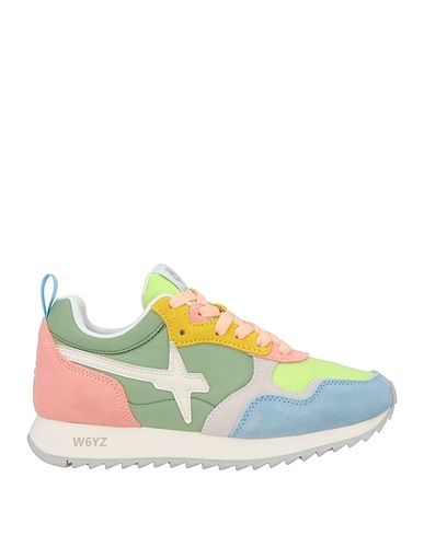W6YZ Sneakers Lime green Leather, Textile fibres