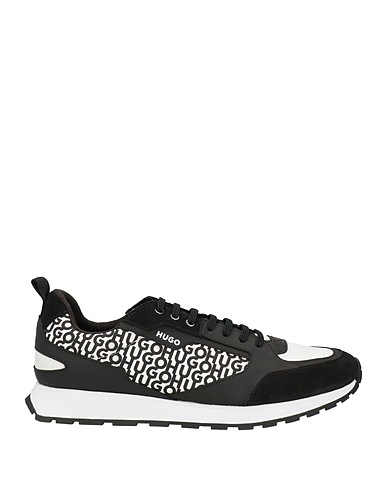 HUGO Sneakers Black Leather, Textile fibres
