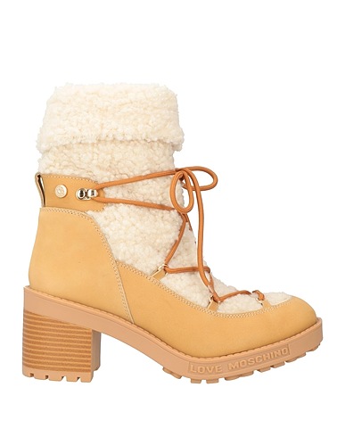LOVE MOSCHINO Ankle boot Sand Textile fibers, Leather