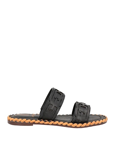 SAM EDELMAN Sandals Black Leather, Textile fibres