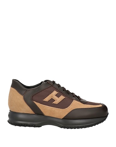 HOGAN Sneakers Dark brown Textile fibers, Leather