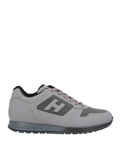 HOGAN Sneakers Grey Leather, Textile fibres