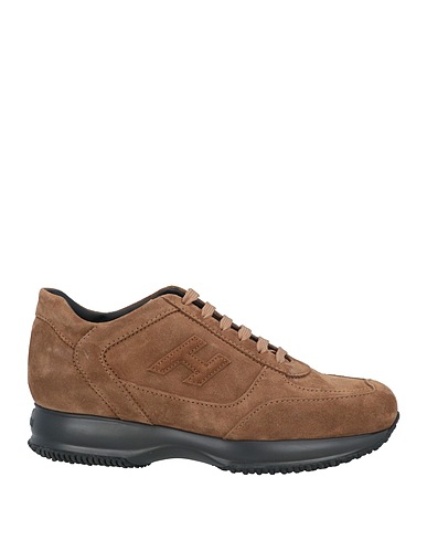 HOGAN Sneakers Brown Leather, Textile fibers