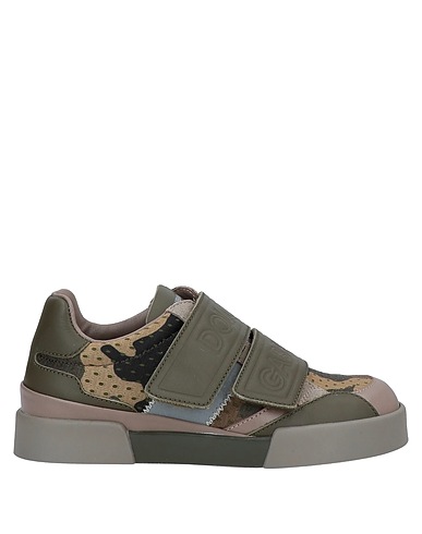 DOLCE&GABBANA Sneakers Military green Leather, Textile fibres