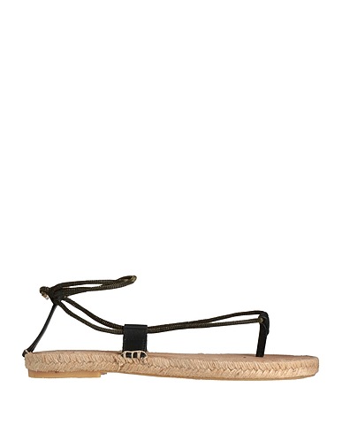 ALBERTA FERRETTI Espadrilles Black Leather, Textile fibers
