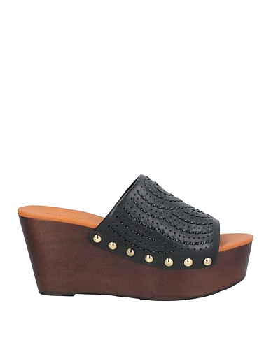 WHAT FOR Mules and clogs Black Leather