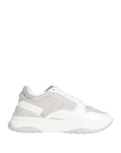 TOD'S Sneakers White Leather, Textile fibers
