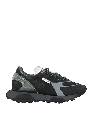 RUN OF Sneakers Black Leather, Textile fibres
