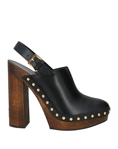TOM FORD Mules and clogs Black Calfskin, Wood, Iron