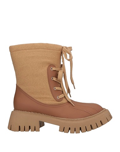 LERRE Ankle boot Beige Leather, Textile fibres