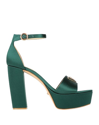 GUESS Sandals Dark green Textile fibres