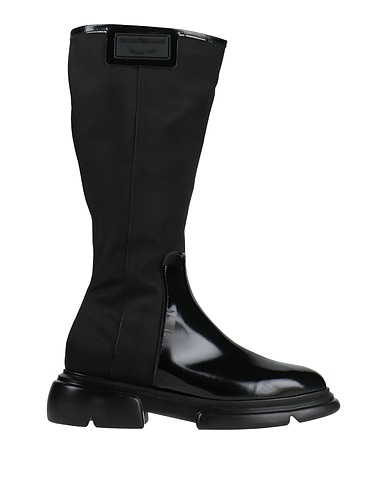 EMPORIO ARMANI Boots Black Leather, Textile fibers