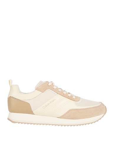 CALVIN KLEIN Sneakers Beige Leather, Textile fibres